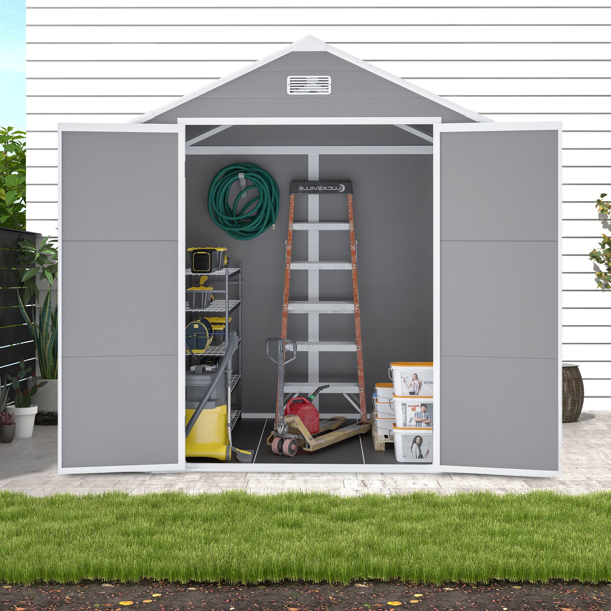 Front. Anysun - 6x5ft Heavy-Duty Resin Waterproof & UV-Proof  Storage Shed with Lockable Door, Window & Ventilation - Grey.