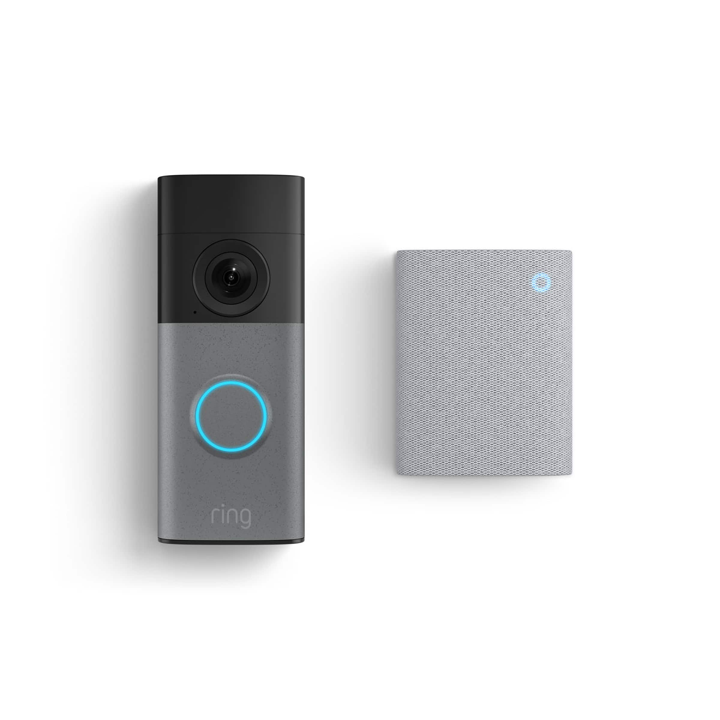 Front. Ring - Wired Doorbell 2K (newest model), Retinal 2K wide-angle video, up to 6x Enhanced Zoom, Two-Way Talk, +Chime (new model) - Gray & White.