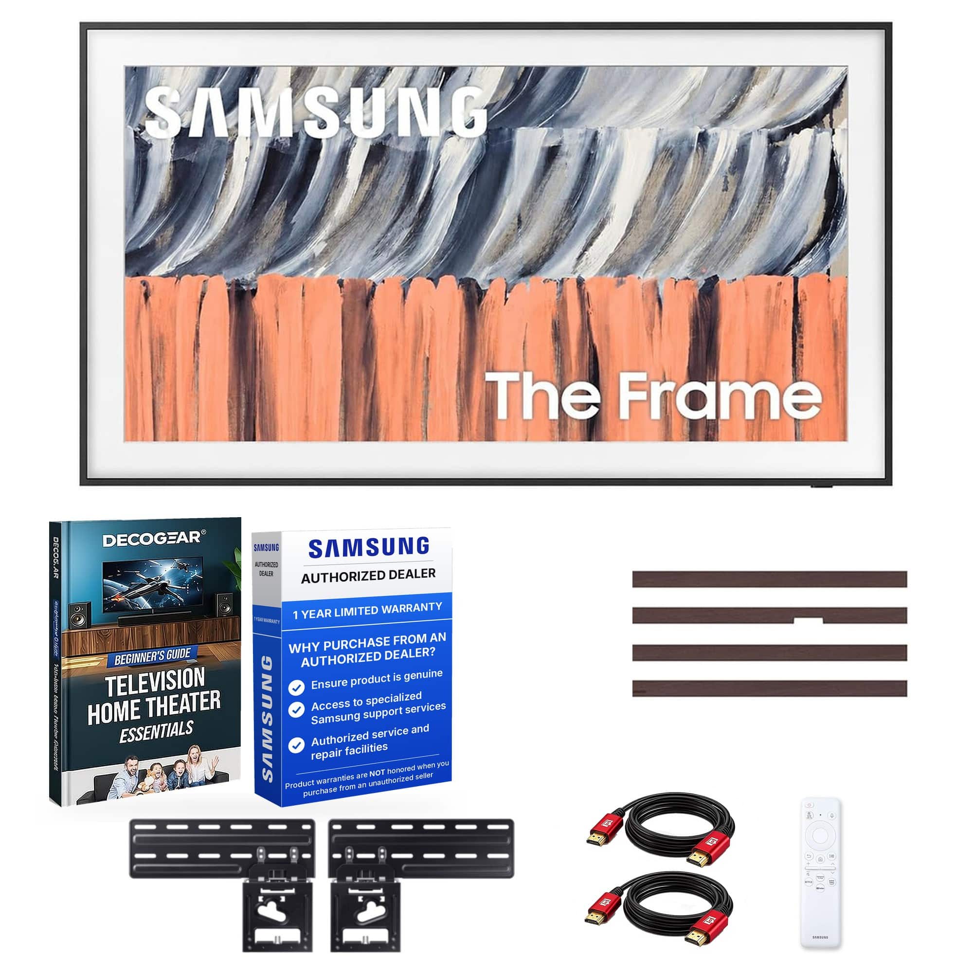 Bundle - Samsung - 85" The Frame QLED 4K TV (2026) w/ Modern Brown Customizable Bezel