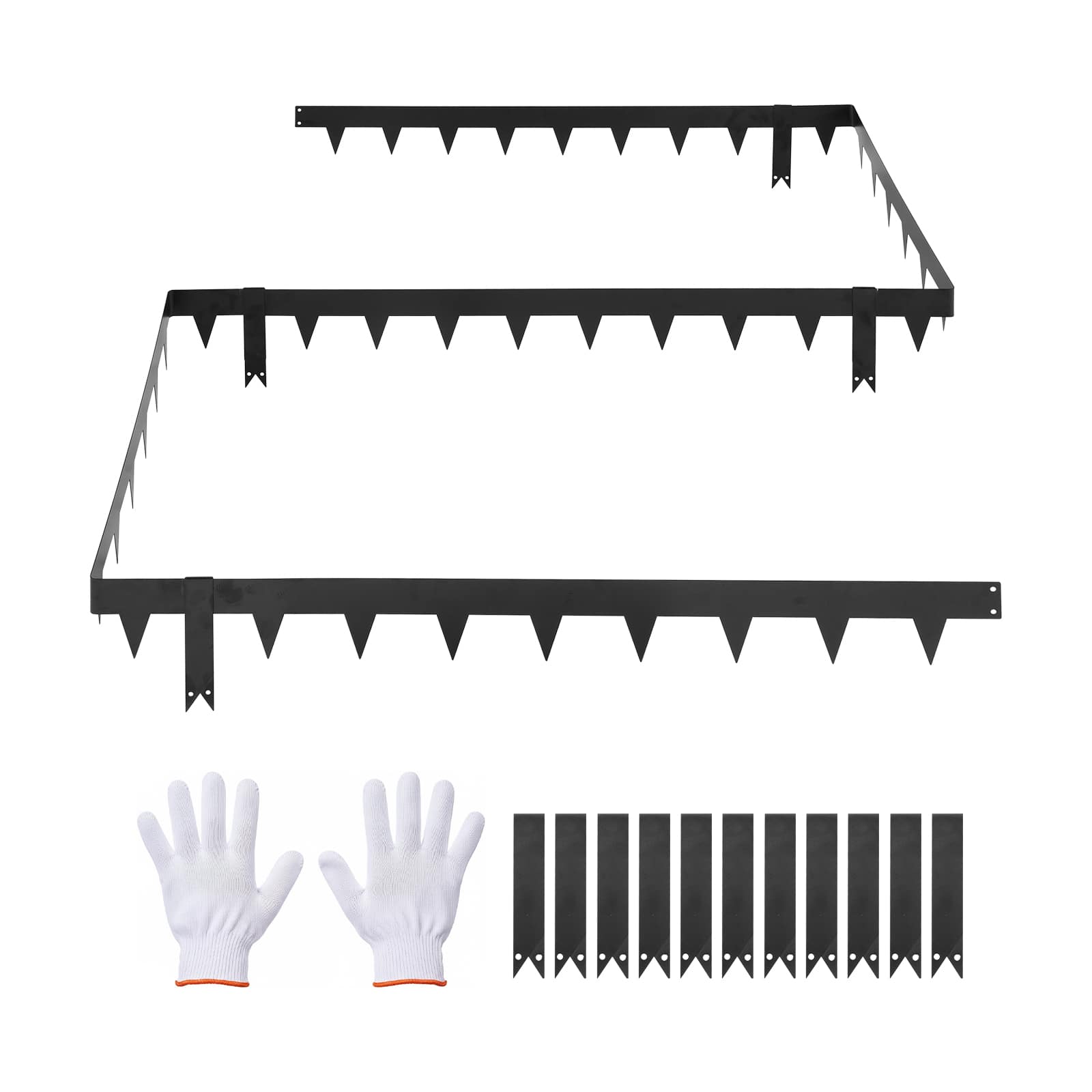 Front. VEVOR - Galvanized Steel Landscape Edging, 10-Pack 40 x 4.5 Inch Metal Edging for Landscaping with 11 Mounting Clips - Black.