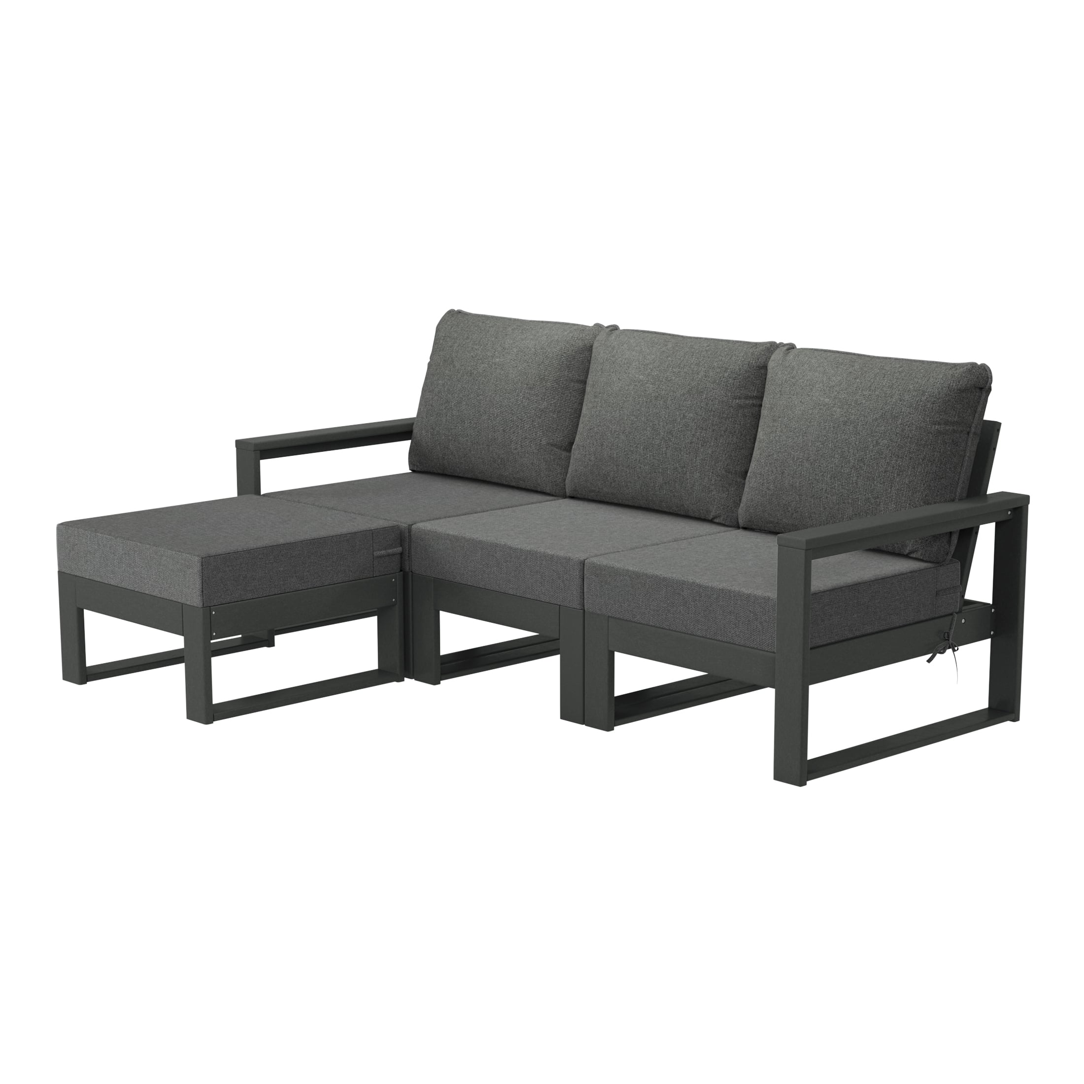 WestinTrends - Montara 4-Piece Outdoor HDPE Patio Sofa Sectional Set with Waterproof Cushions - Gray