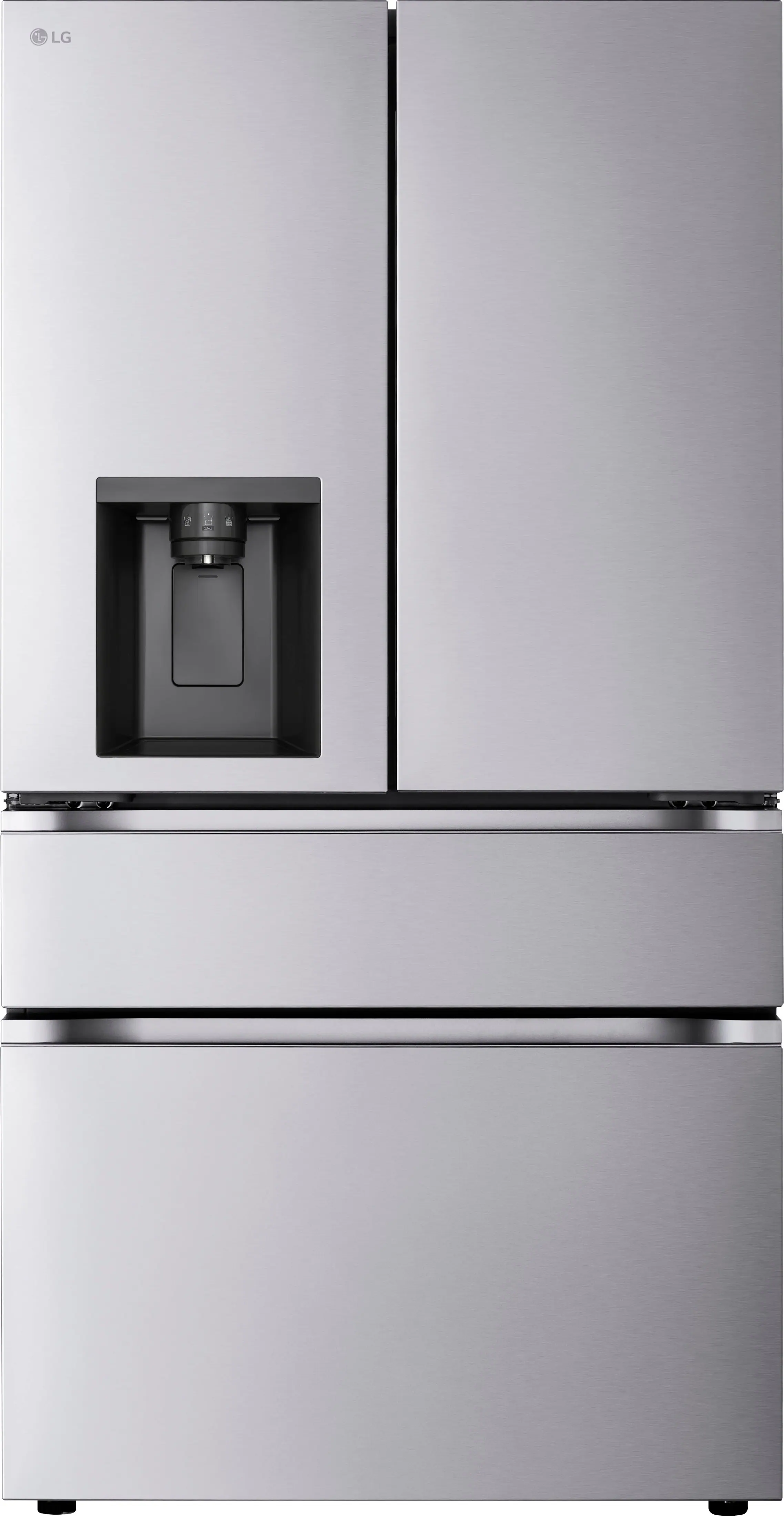 Front. LG - 36-in Wide Standard-Depth MAX 28.6 Cu. Ft. 4-Door French Door Smart Refrigerator with Full Convert Drawer - PrintProof Stainless Steel Look.