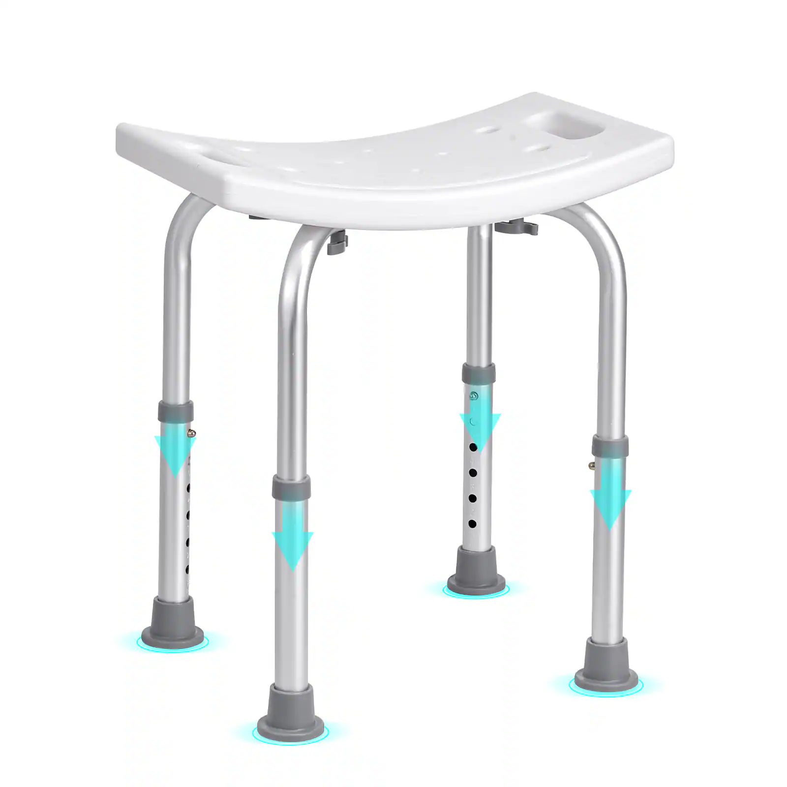 Front. VEVOR - Shower Chair, Adjustable Height Shower Stool with Built-in Handles, Shower Seat for Inside Shower - Silver;White.