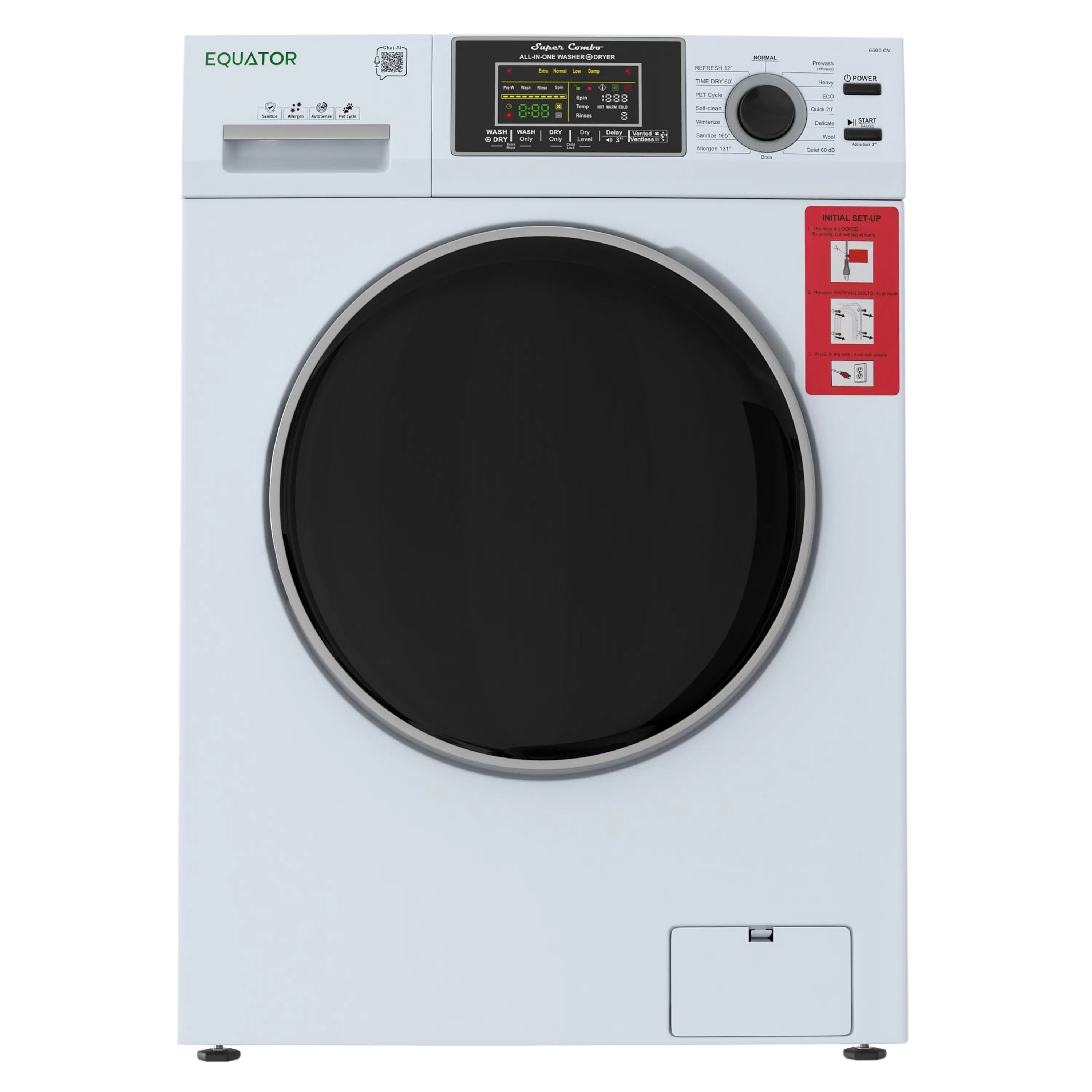 EQUATOR

ALL IN ONE WASHING MACHINE

WASH | DRY

8:88

WASH | DRY

NORMAL

POWER

START

INITIAL SETUP