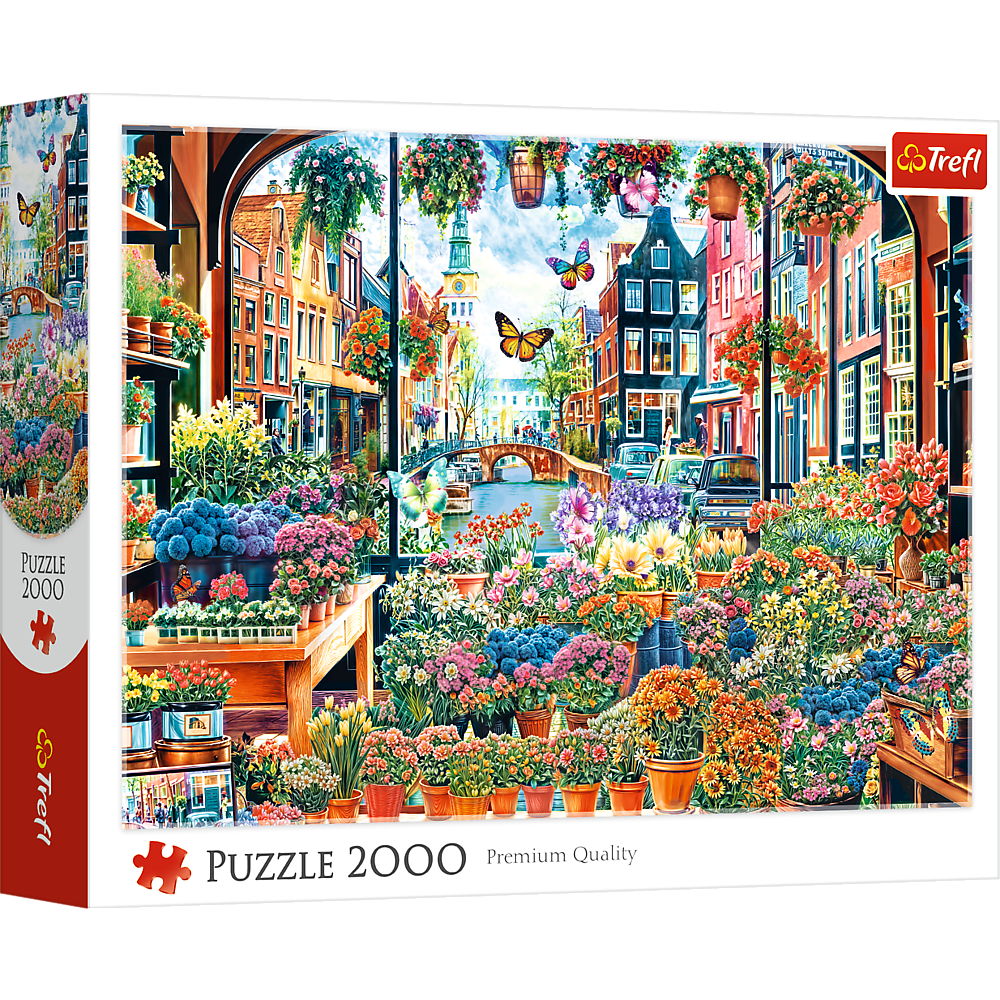 Trefl - Red Flower Shop in Amsterdam 2000 Piece Puzzle - Multicolor