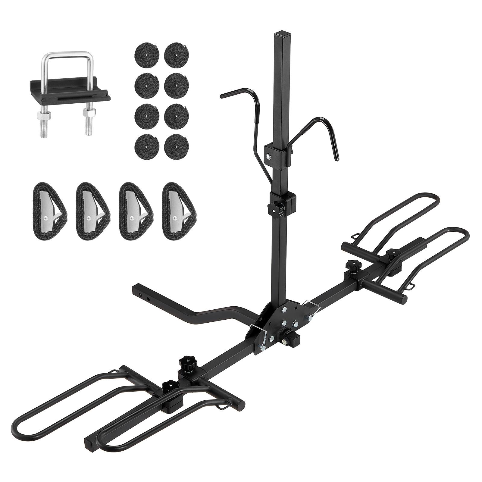 Front. VEVOR - Hitch Mount Bike Rack, 2-Bike Platform Style, 80 LBS Max Capacity Bike Rack Hitch for 1.25-/2-inch Receiver - Black.