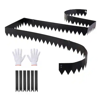 Front. VEVOR - Galvanized Steel Landscape Edging, 6-Pack 40 x 6 Inch Metal Edging for Landscaping with 6 Mounting Clips - Black.