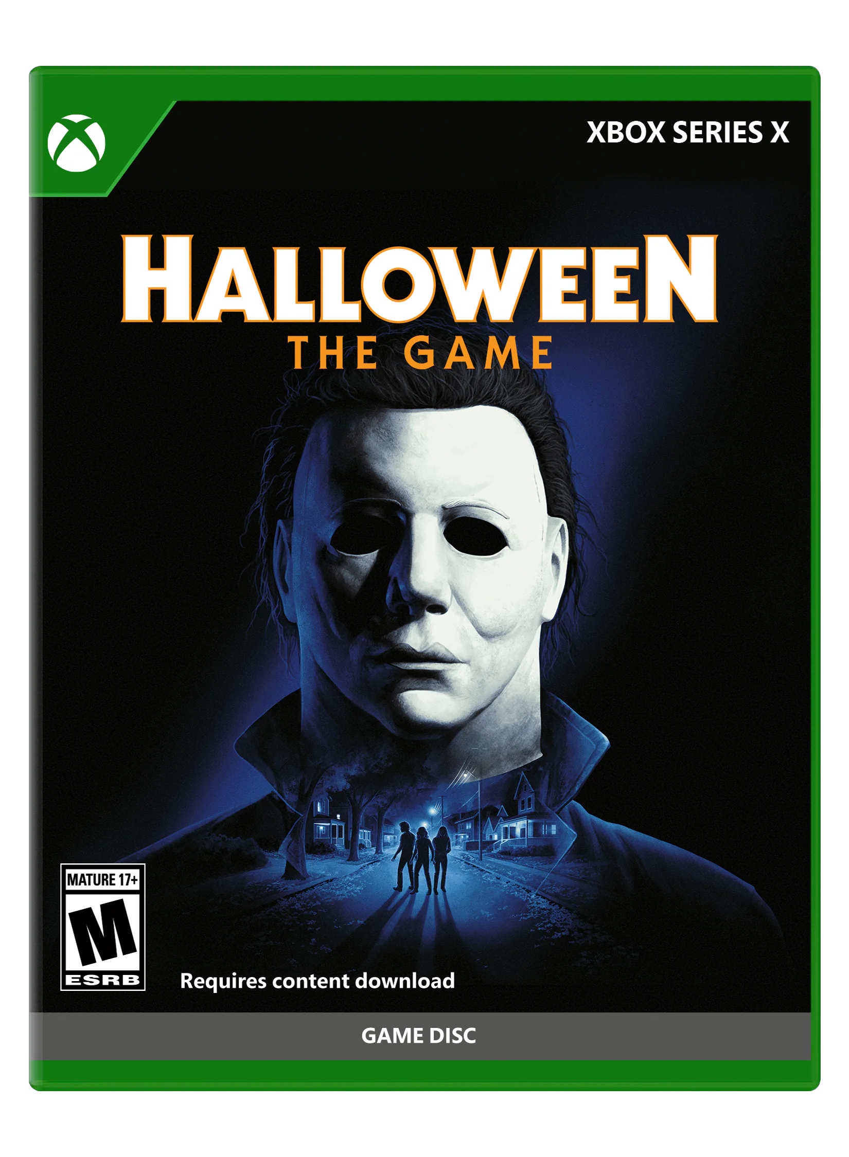 XBOX SERIES X  
HALLOWEEN THE GAME  
MATURE 17+ M ESRB  
Requires content download  
GAME DISC - M (Mature 17+)