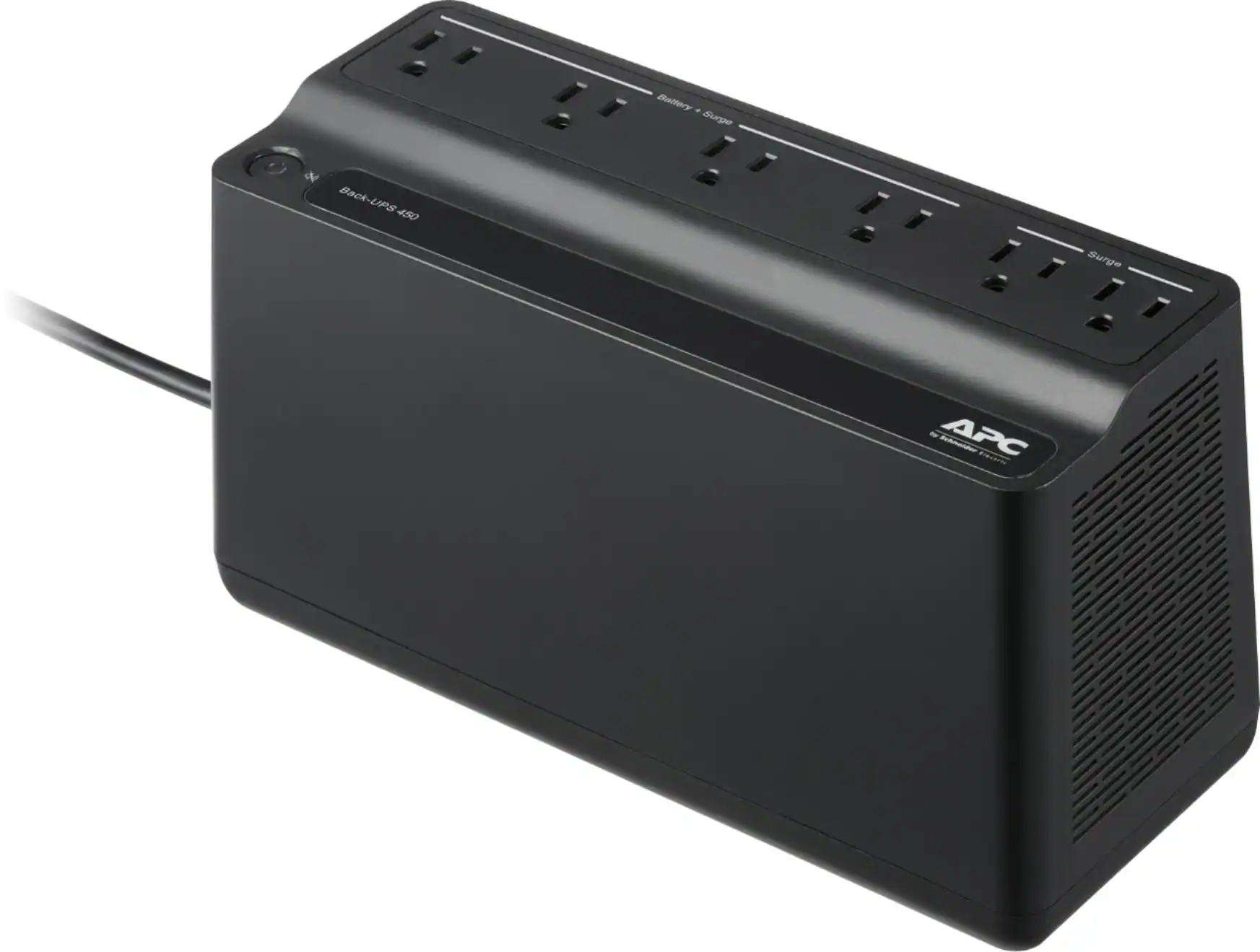 Alt View 11. APC - Back-UPS 450VA 6-Outlet Battery Back-Up and Surge Protector - Black.