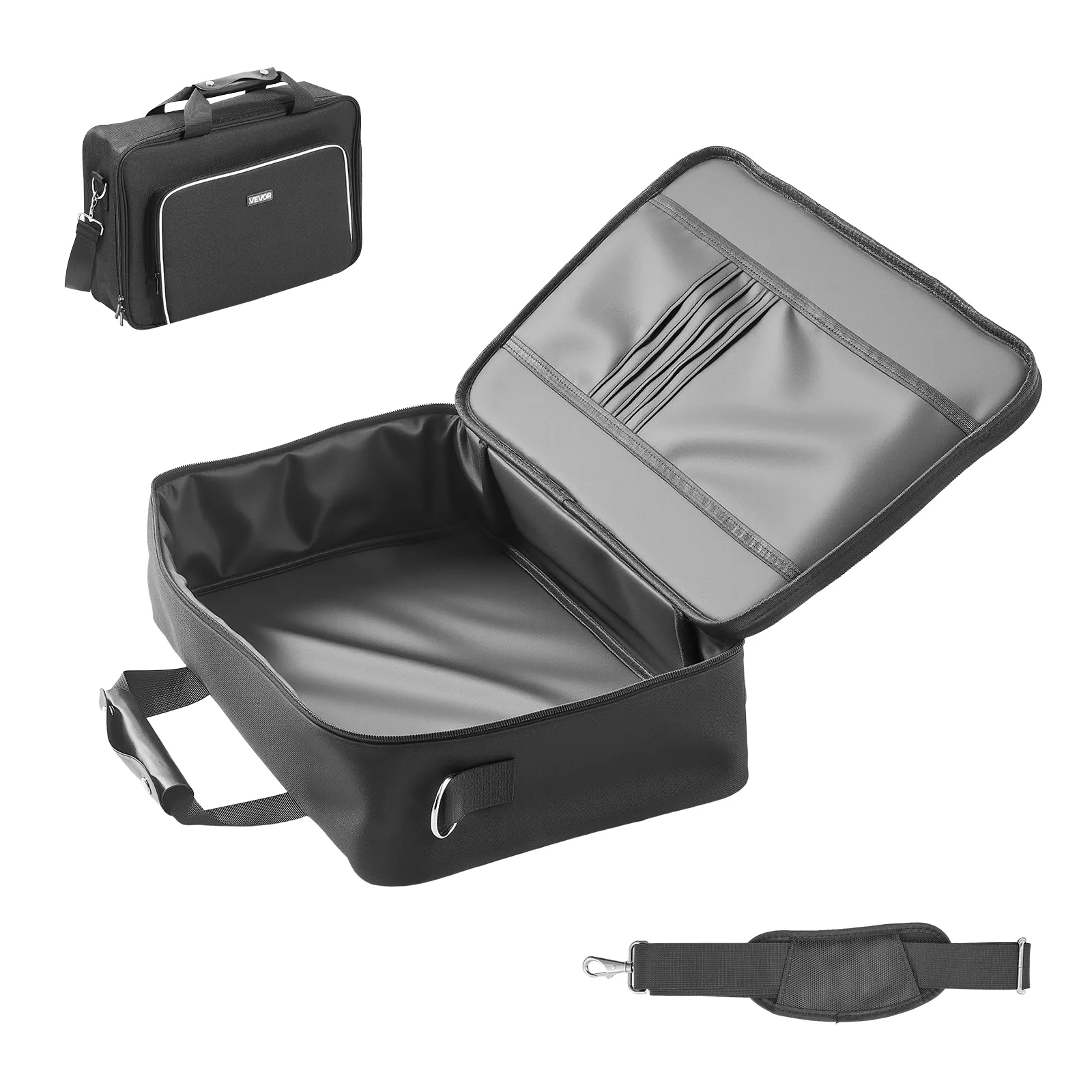 Front. VEVOR - PS5 Carrying Case, Travel Bag for Playstation 5 & PS5 Slim Waterproof Nylon, Soft Interior Lining & Padded Dividers - Black.