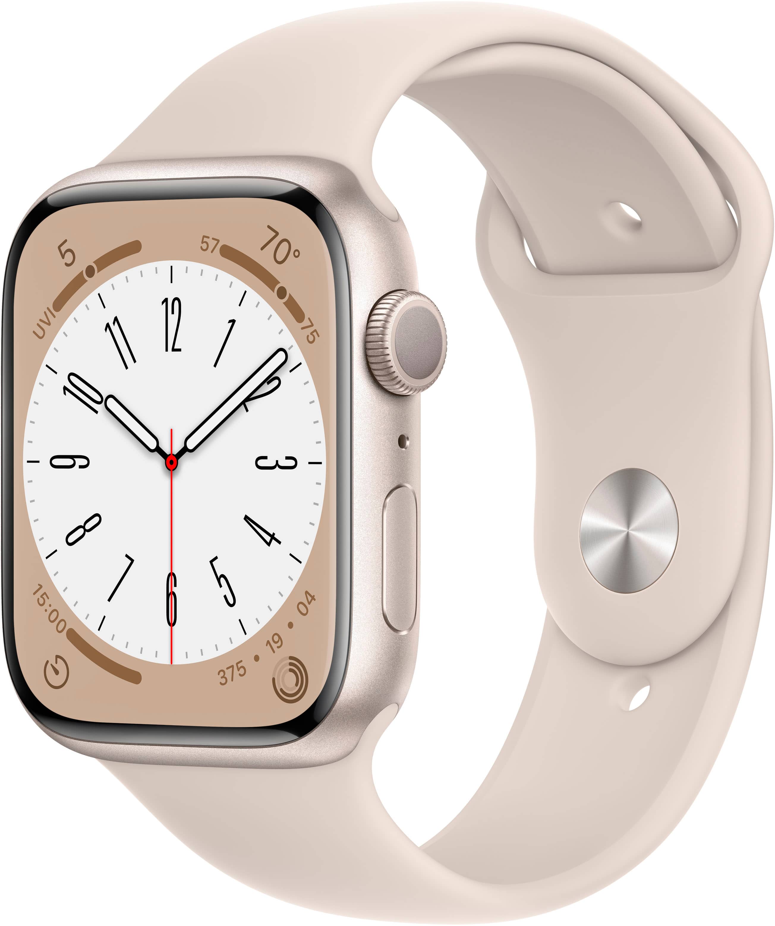 Geek Squad Refurbished Good - Apple Watch Series 8 (GPS) 45mm Aluminum Case with Starlight Sport Band - S/M - Starlight - (2022)