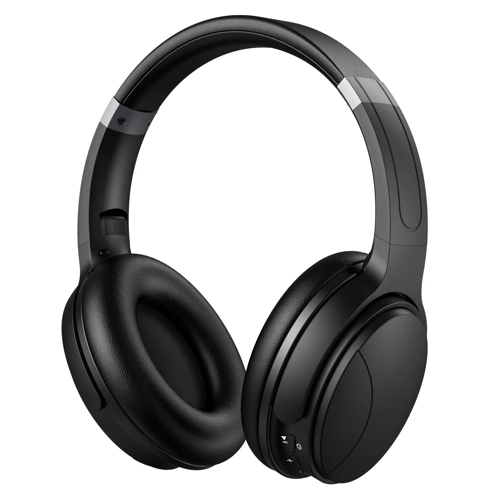 Front. TOPVISION - Wireless Bluetooth Noise Cancelling Headphones Over Ear ANC Headphones with Microphone Foldable - Black.