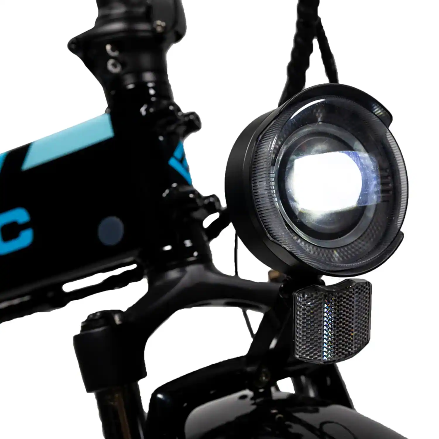 Front. Lectric eBikes - Elite Headlight Powered by eBike Battery & Compatible with All Lectric eBikes - Black.
