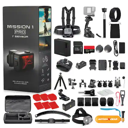 MISSION 1 PRO
1" SENSOR
Enduro i mintatia
PL ADAPTER mantun
64 d V V - LS A2 msa - O B
Open Gete 4K240
32% Sie-Mo a 1080p960
ACTION GEAR
