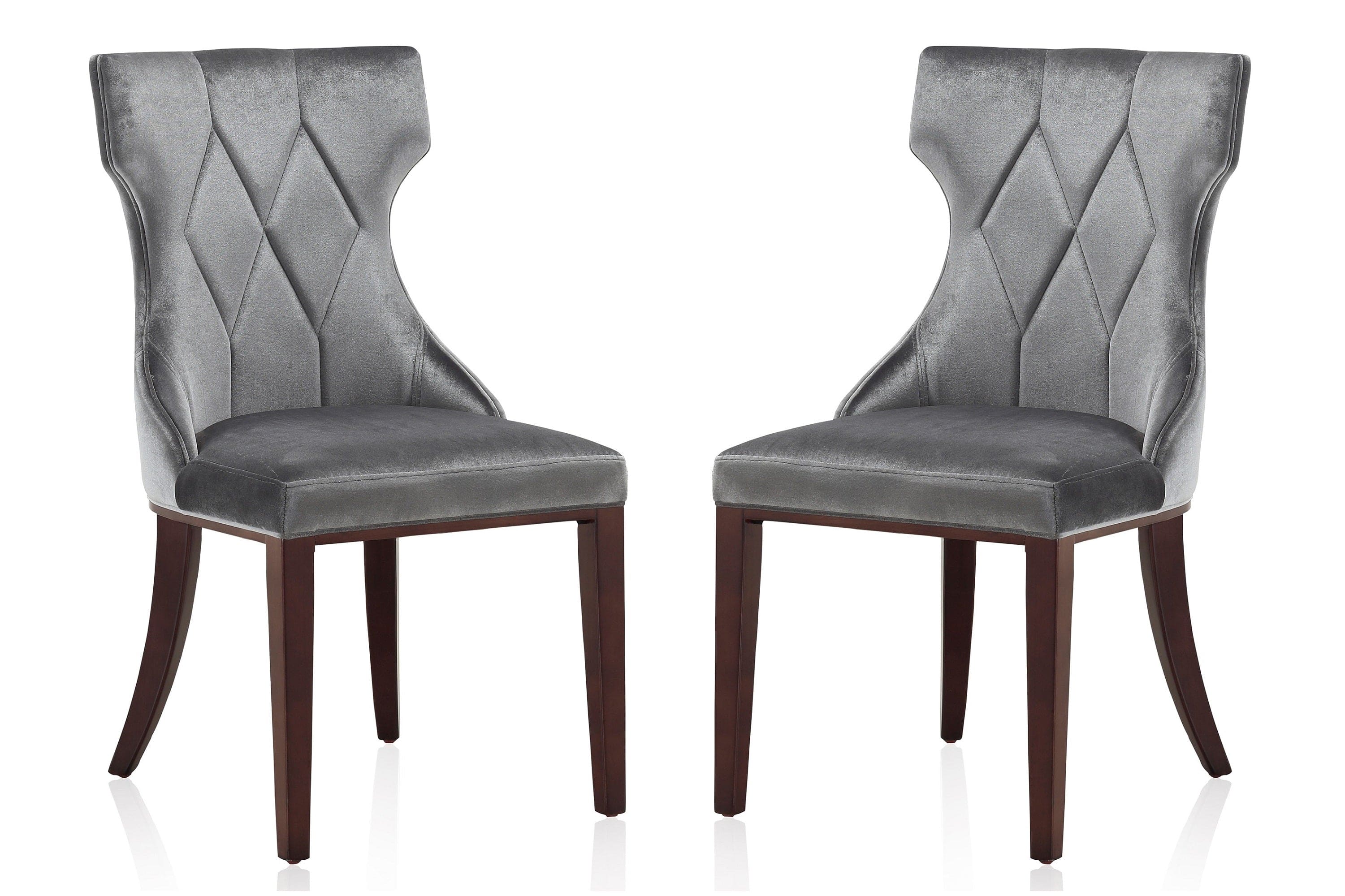 Manhattan Comfort - Reine Traditional Wood Upholstered Dining Chair - Set of 2 - Gray