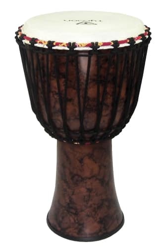 Tycoon Percussion - 10" Djembe, Fiberglass Shell is Lightweight & Hand-Brushed, Rope-Tuned, Goatskin Head