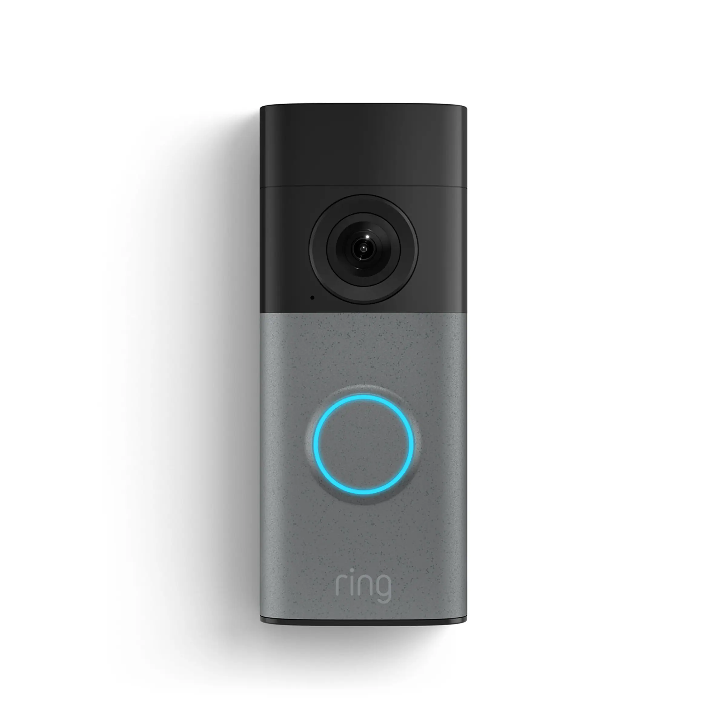 Front. Ring - Wired Doorbell 2K (newest model), Retinal 2K wide-angle video, up to 6x Enhanced Zoom, Two-Way Talk - Speckled Grey.