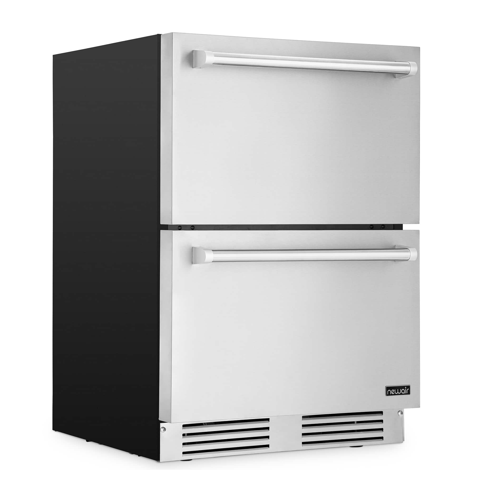 Front. NewAir - 24 inch Refrigerator and Outdoor Freezer, Undercounter Refrigerator Freezer Convertible with Dual Zone Cooler and Drawer - Stainless Steel.