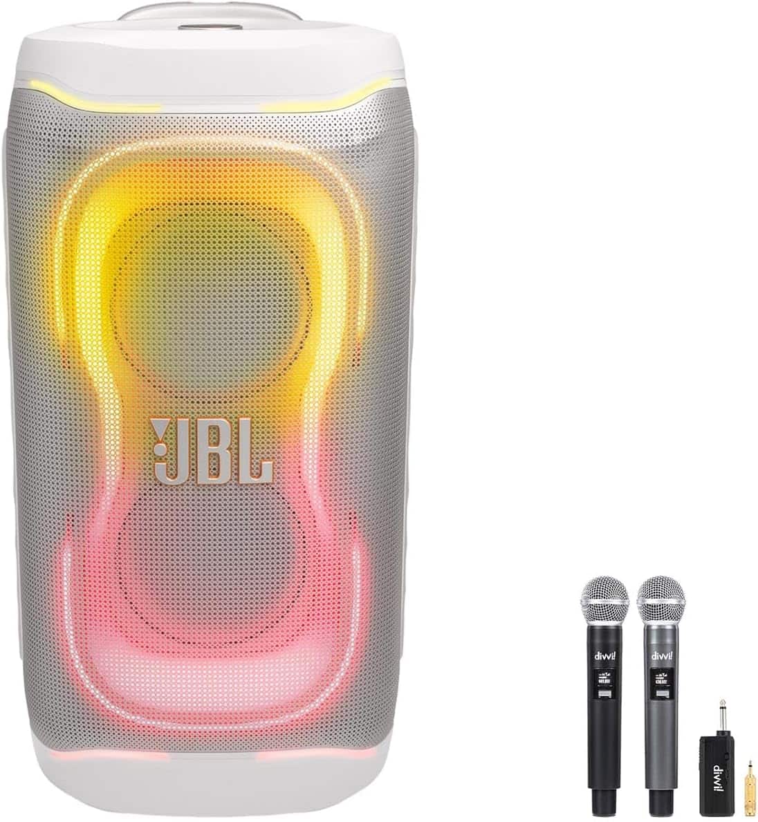 Bundle - JBL - PartyBox 330 Portable Party Speaker with Wireless Mic Pair Kit - White