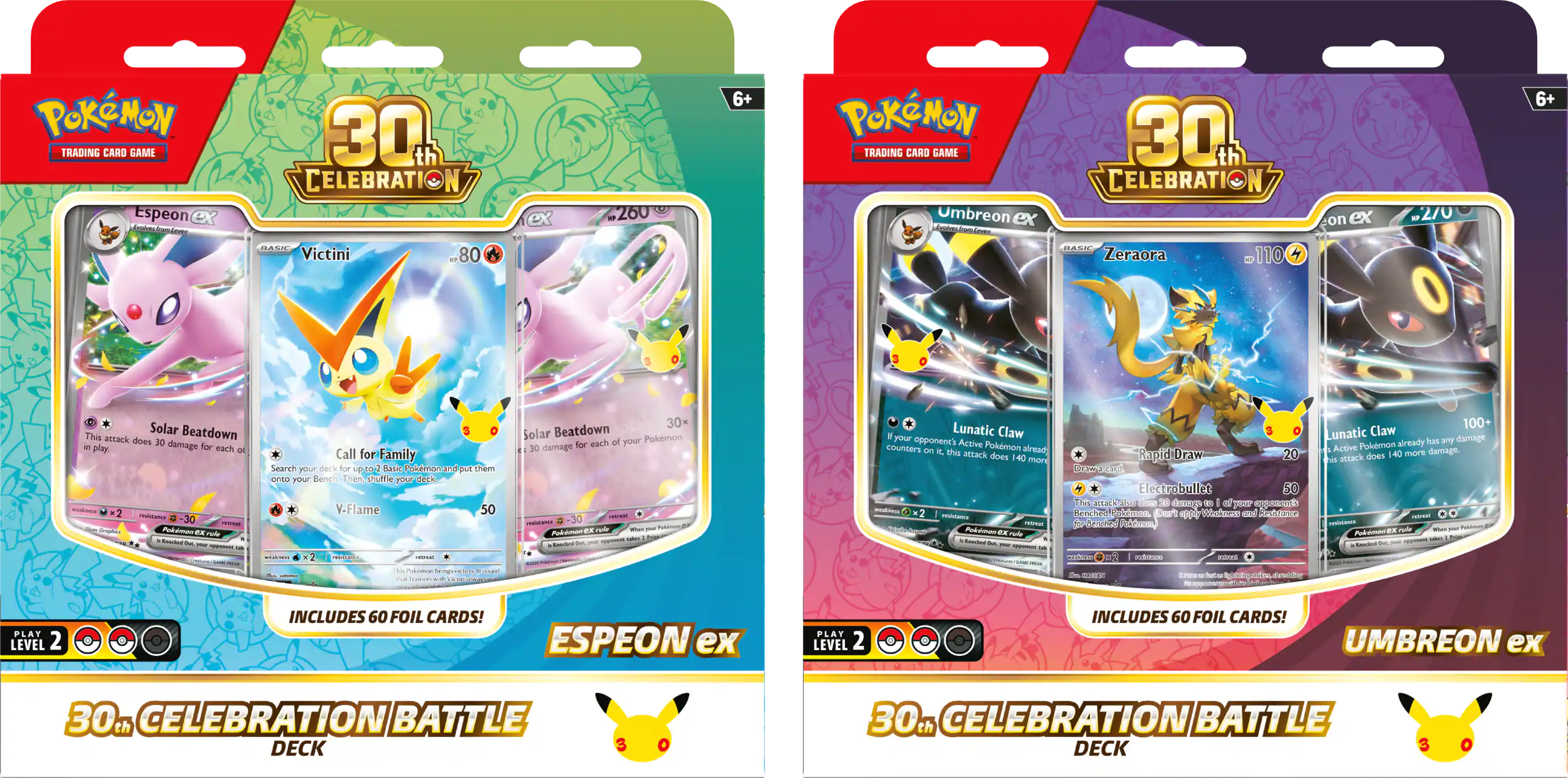 Pokémon - Trading Card Game: 30th Celebration Battle Deck Espeon ex or Umbreon ex (1 Battle Deck per Order) - Styles May Vary