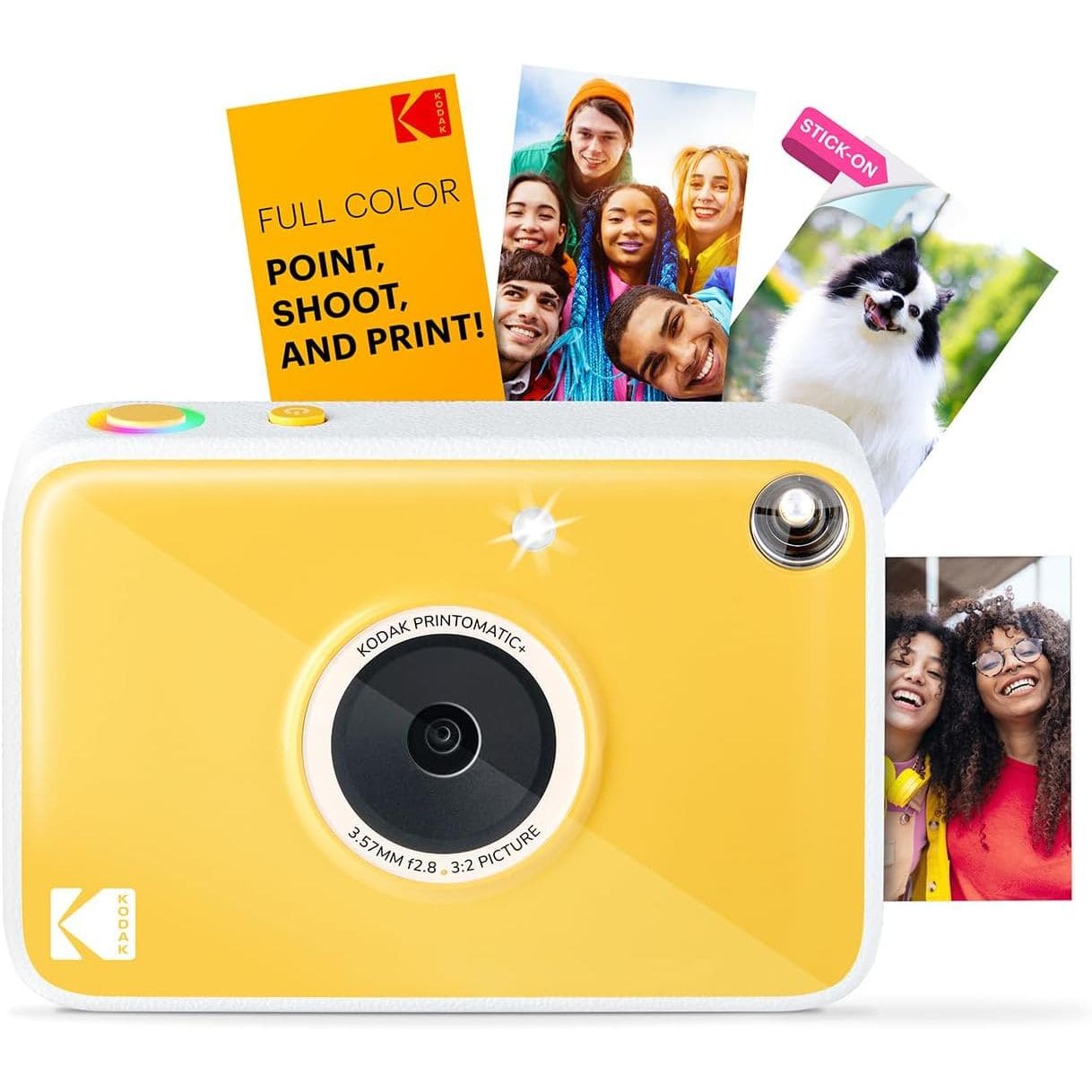 Kodak - Printomatic+ Instant Print Camera 10MP, RGB LED, Zink Photo Prints - Yellow