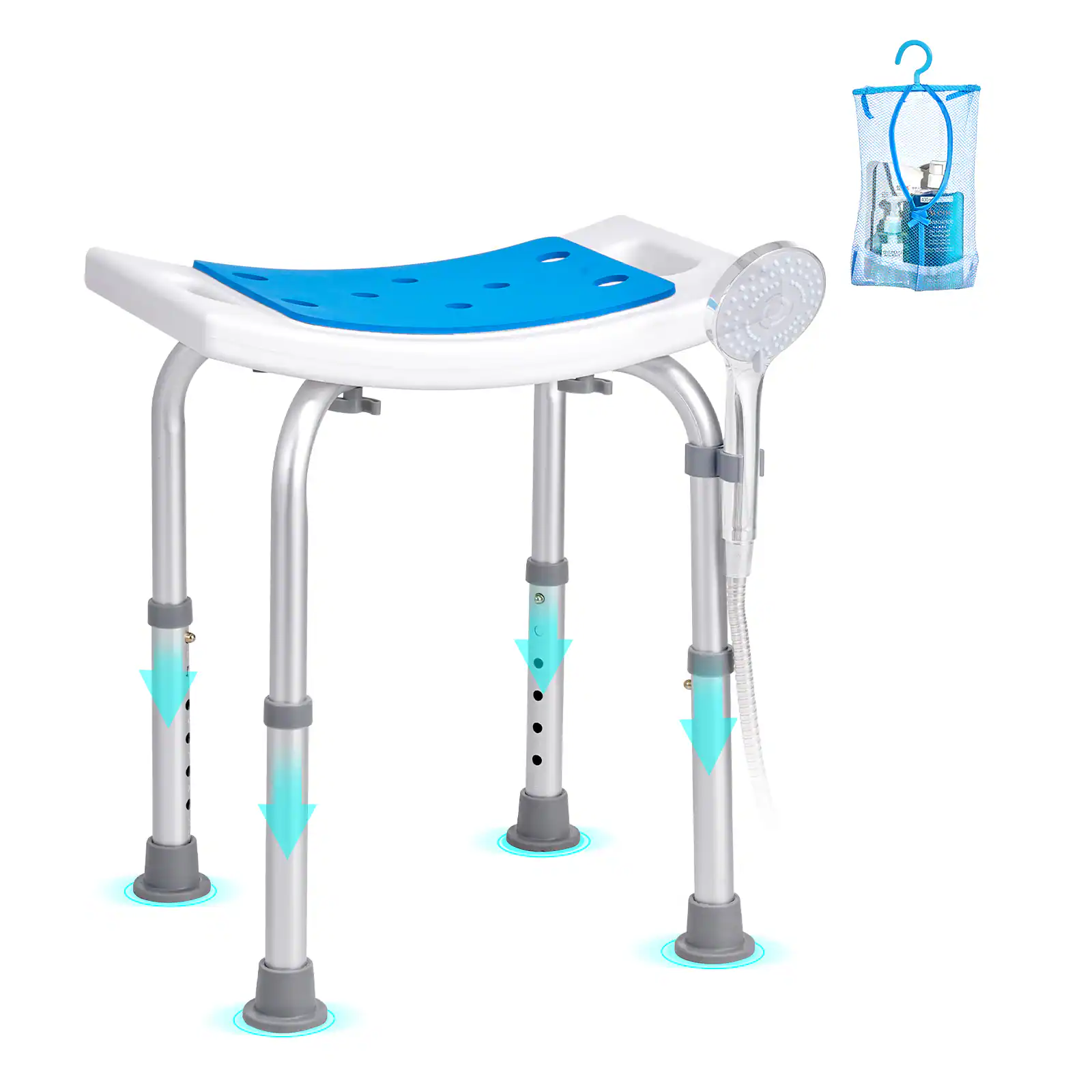 Front. VEVOR - Shower Chair, Adjustable Height Shower Stool, Shower Seat for Inside Shower or Tub - Silver;White.