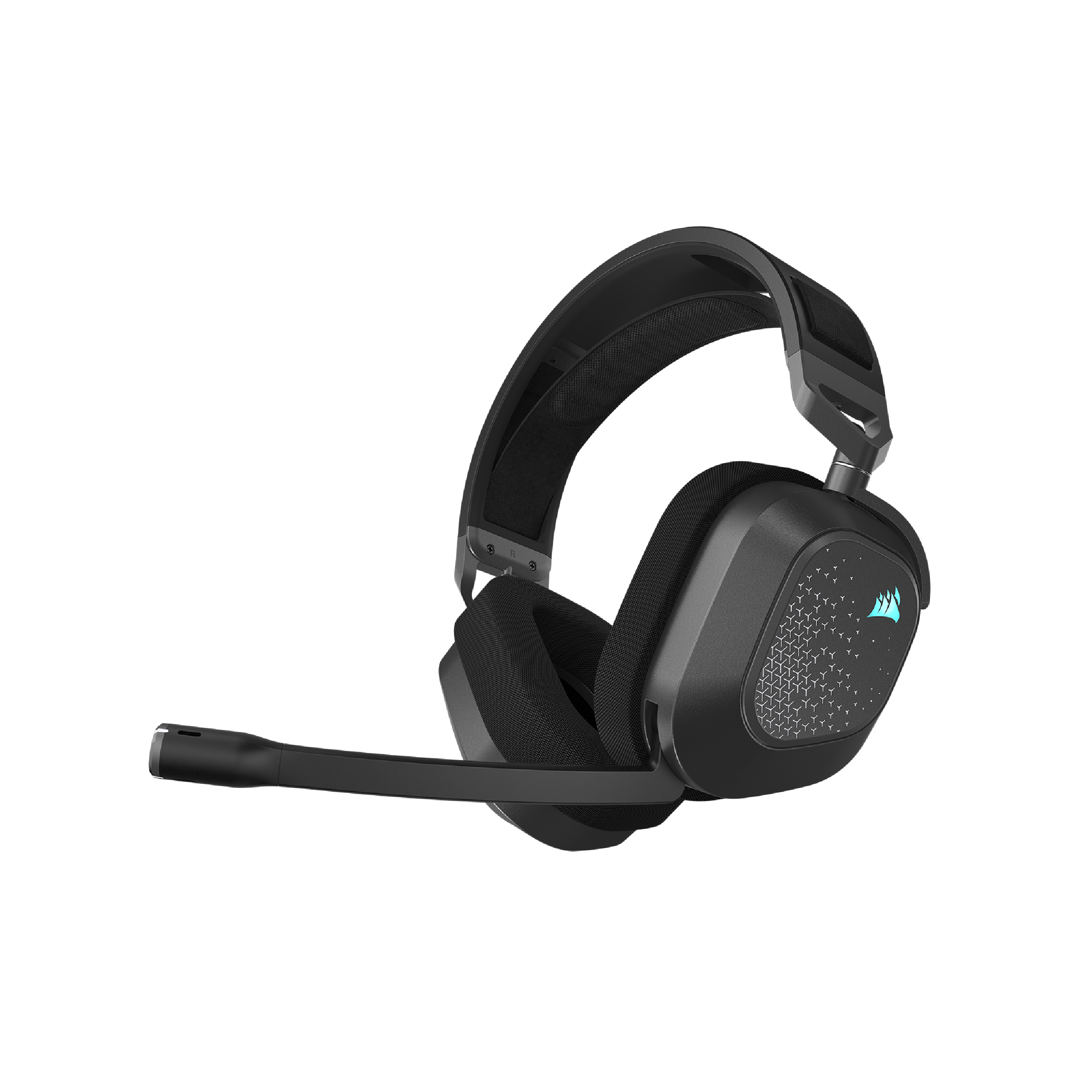 Front. CORSAIR - HS80 v2 Max Wireless Gaming Headset with 2.4GHz + Bluetooth Simultaneous for PC, PS5, PS4, Switch, Mobile - Steel Gray.