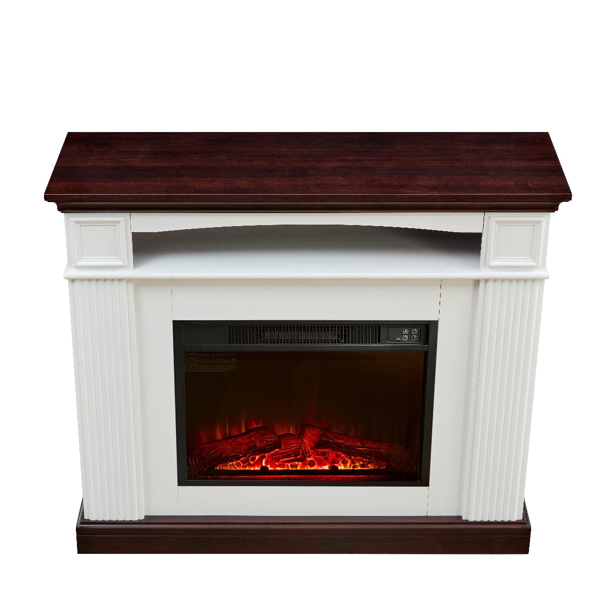 Loheer - Freestanding Electric Fireplace with Mantel 23 Inch Insert Cherry White MDF - Cherry, White