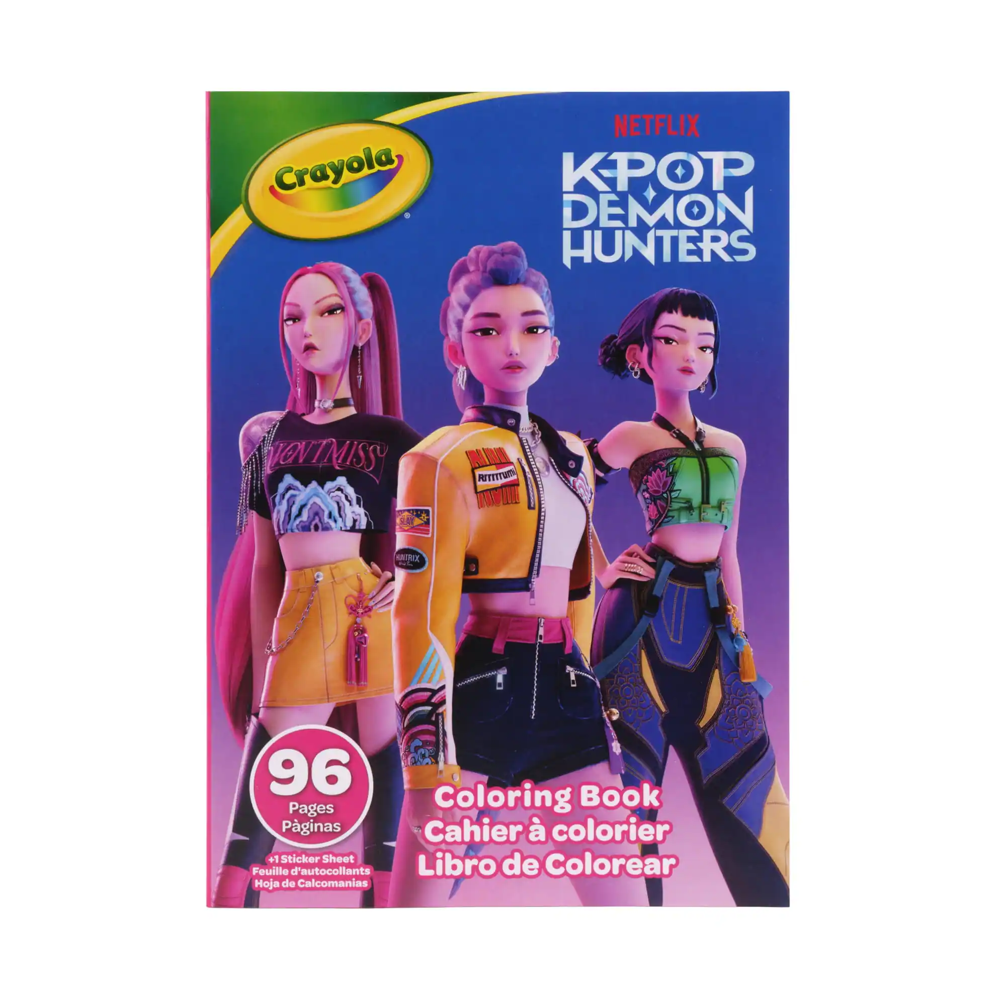 Crayola  
NETFLIX KPOP DEMON HUNTERS  
VENTNISS  
NIM ATTITUTUM  
SNY  
AMERIX  
96 Book Pages Coloring Páginas Cahier à colorier +1 Sticker Sheet Feuille d'autocollants Libro de Hoja de Calcomanias
