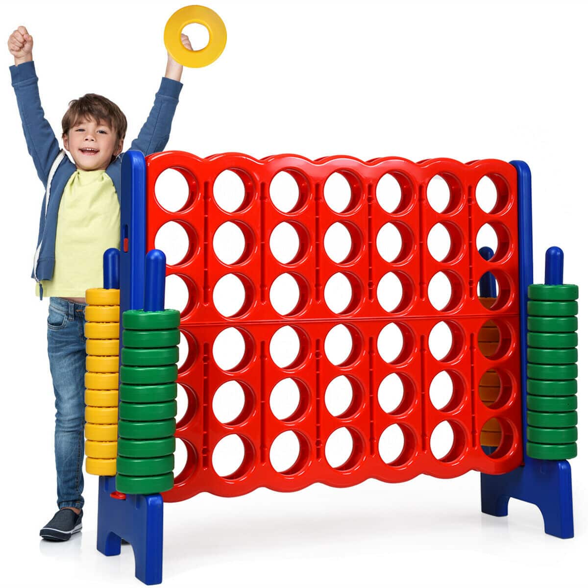 Front. Costway - Costway Jumbo 4-to-Score 4 in A Row Giant Game Set Kids Adults Family Fun - Red,Blue.