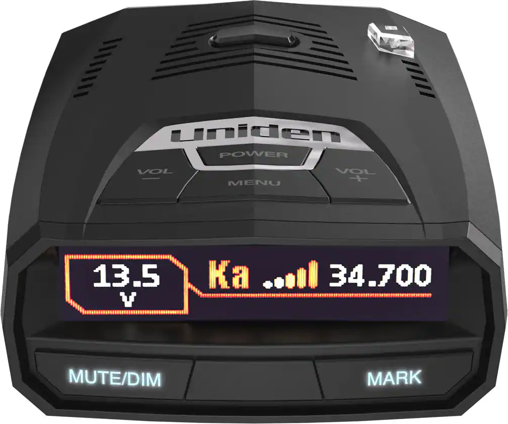 Uniden POWER VOL MENU VOL + 13.5 V K34.700 MUTE/DIM MARK