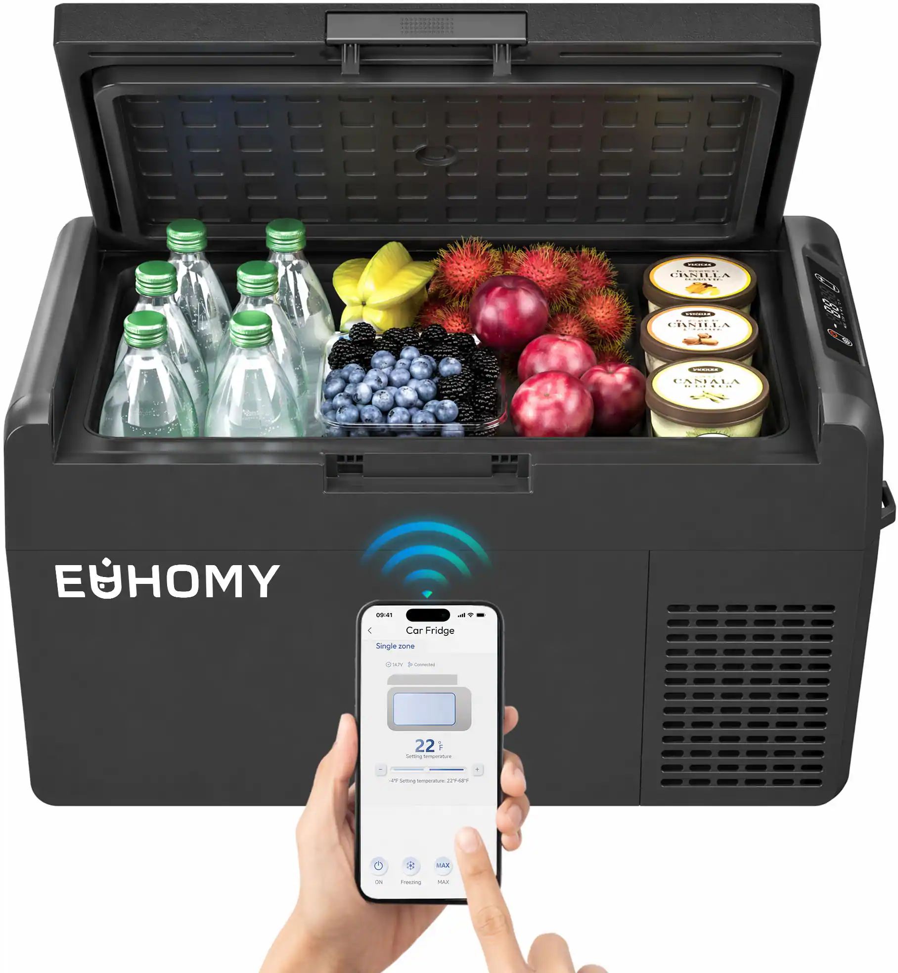 EÜHOMY Car Fridge Single n + - - - 22 1 Cemia - -. ding - ... .... d = AE Un