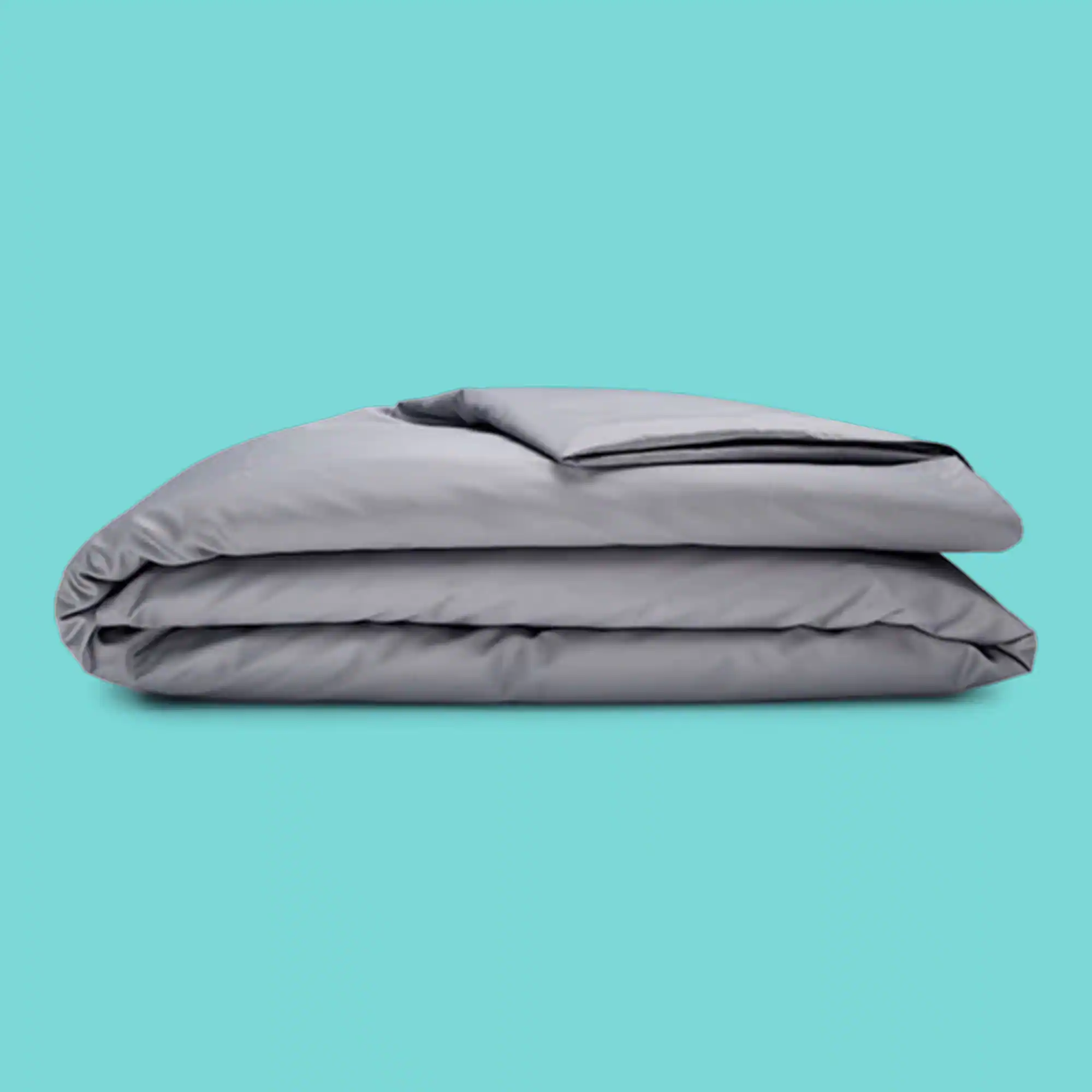 Front. Sleepgram - Sleepgram Supima 400 Thread Count Cotton Duvet Cover and Travel Bag, Queen, Grey - Grey.