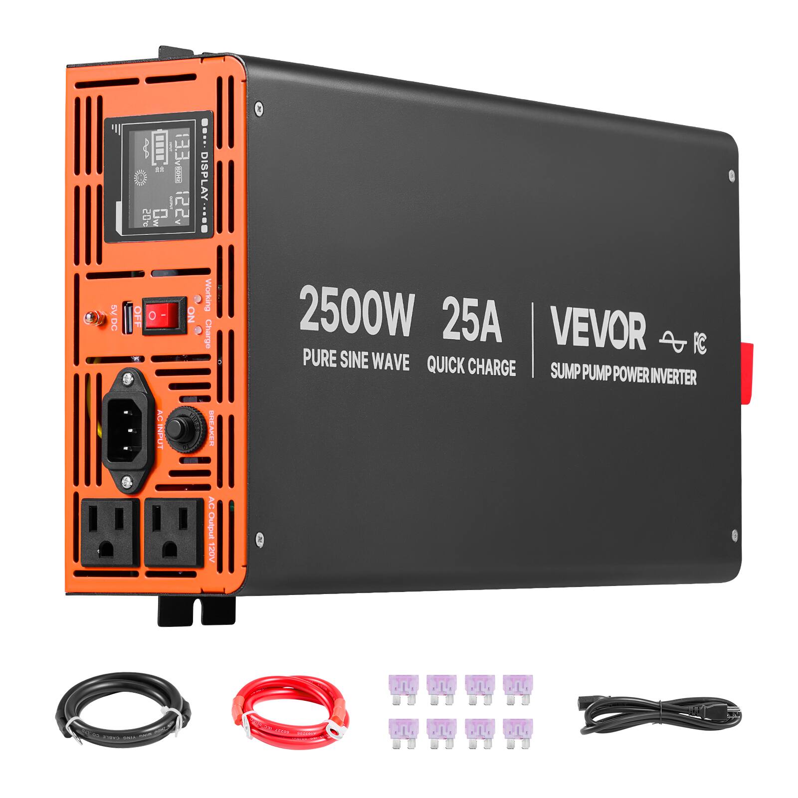 5V DC  
20% OFF  
AC INPUT  
COMMENT 2800 production 221  
NO  
DISPLAY Working Charge BREAKER AC Output 120V  
2500W 25A VEVO PURE SINE WAVE QUICK CHARGE SUMP PUMP POWER INVERTER  

CARLE Carch depos  
RUMAN -  
M ANA